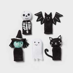 5ct Halloween Felt Finger Puppets - Spritz™: Felted Party Favors, Black Cats & Bats, Ghosts & Ghouls, Ages 3+ - 1 of 3