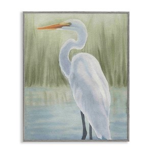 Stupell Industries Egret on Marsh Landscape Framed Giclee Art, Gray, 16" x 20" - 1 of 4