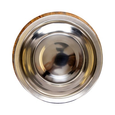 Eco-Friendly Mango Wood and Stainless Steel Dog Bowl, 1 Pint