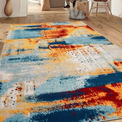 Bohemian Abstract Multi-Color 5' x 7' Washable Area Rug