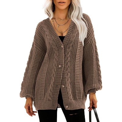 EXLURA Womens 2025 Oversized Cardigan Sweaters Fall Winter Lightweight Soft Knit Cardigan Open Front Button Outwear Coats