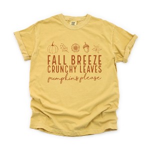 Simply Sage Market Women's Fall Breeze Crunchy Leaves Short Sleeve Garment Dyed Tee - 1 of 4