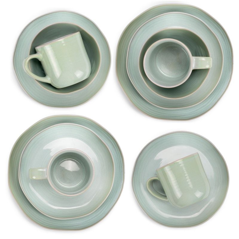 Elanze Designs Reactive Glaze Ceramic Stoneware Dinnerware 16 Piece Set - Service for 4, Seafoam Mint Green, 3 of 7
