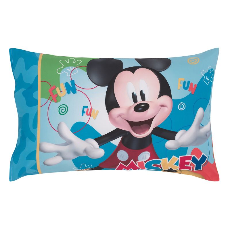 Disney Mickey Mouse Blue, Red, and Green, Donald Duck, Pluto, and Goofy, Fun Starts Here 4 Piece Toddler Bed Set, 5 of 7