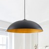 Dewdrop Industrial Hanging Lamp, 1-Light Farmhouse Pendant, 30.91in Black Iron Dome with Gold Foil, ETL Listed - 2 of 4