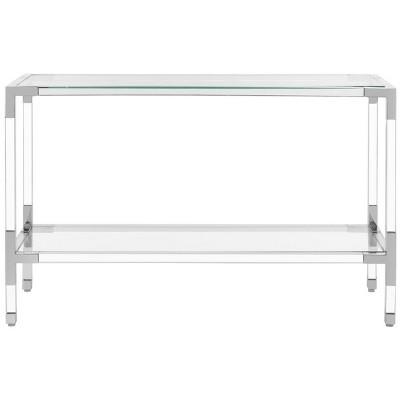 Silver Glass and Acrylic Rectangular Console Table