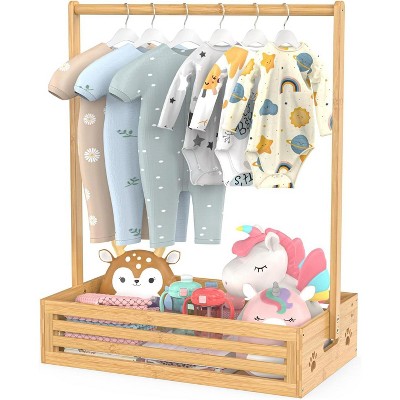 Wooden frame portable storage basket, suitable for storing baby and pet supplies