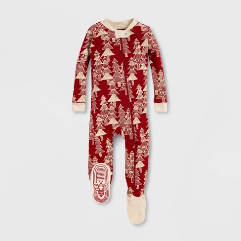 Burt S Bees Baby Etched Evergreens Tree Organic Cotton Sleeper Red Target
