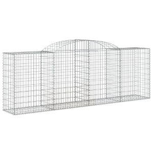 vidaXL Gabion Basket Silver Galvanized iron 118.1 x 19.7 x 47.2 in - 118.1" x 19.7" x 39.4"/47.2" 1 - 1 of 4