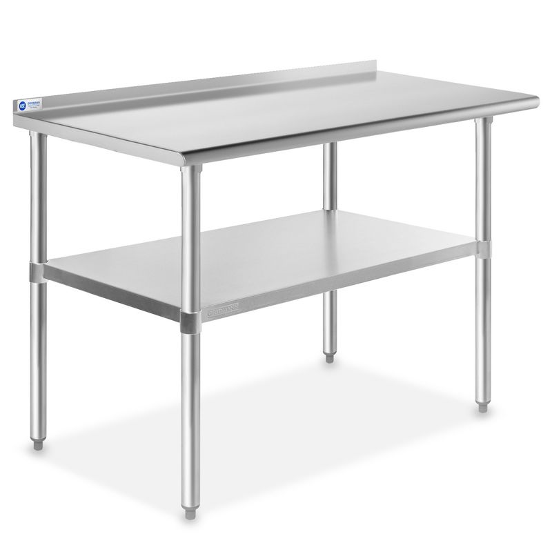 GRIDMANN Stainless Steel Tables with Backsplash and Undershelf, NSF Commercial Kitchen Work & Prep Tables for Restaurant and Home, 1 of 8