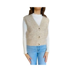 Women's Button Front Sweater Vest - Hem & Thread - 1 of 3