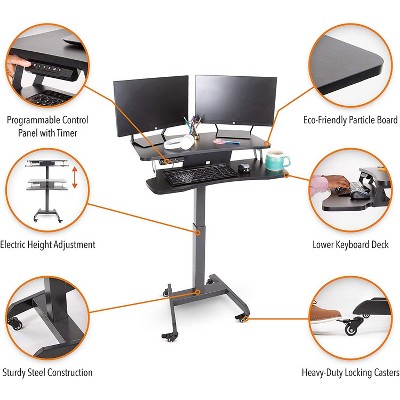 Cruizer Premier Black Electric Height Adjustable Mobile Podium Desk