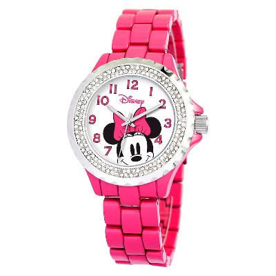 Women's Disney Minnie Mouse Enamel Sparkle Watch - Pink