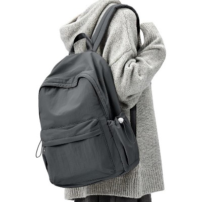 Paaaawaters Classic Basic Black Backpack For Women,Waterproof High School Bookbag,Lightweight Casual Travel Daypack
