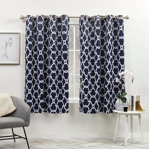 Blackout Curtains Moroccan Tile Pattern Bedroom Window Curtains Room Darkening Thermal Insulated Drapes Grommet Top 2 Panels 63 L Blue