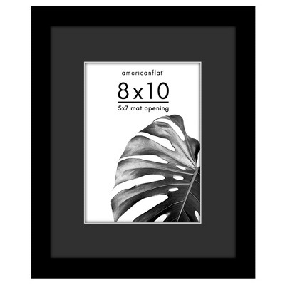 Americanflat Picture Frame with Black Mat and White Trim - Engineered Wood and Shatter-Resistant Glass