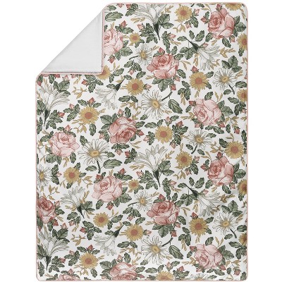 Blush Pink and Green Floral Baby Crib Bedding Set