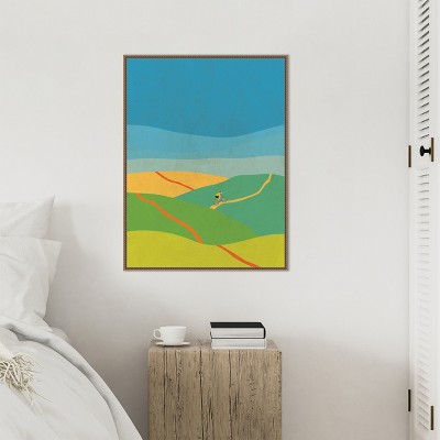 Vibrant Abstract Nature Vista Canvas Wall Art with Beaded Frame