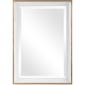 Uttermost Rectangular Vanity Accent Wall Mirror Modern Beveled Gold Leaf White Wood Frame 24" Wide Bathroom Bedroom Living Room - 1 of 1