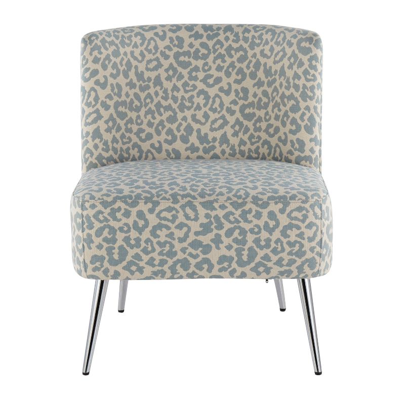 Fran Contemporary Slipper Chair Chrome/Blue Leopard Fabric - LumiSource, 6 of 13