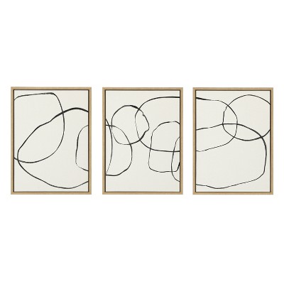 Natural Black and White Abstract Canvas Art Set