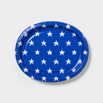 10ct Paper Oval Platter Stars Blue/White - Sun Squad™