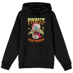 Pabst Blue Ribbon Halloween theme, Pabst blue ribbon can beer monster illustration on Black Adult Hoodie - 1 of 4