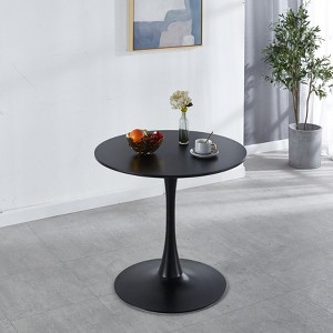 NicBex 31.49" Mid-century Round Dining Table,Kitchen Table with MDF Table Top and Metal Legs for 2-4 Seaters,Black - 1 of 4