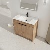 Vynxaria 36 in. Single Freestanding Imitation Oak Plywood Bath Vanity with White Basin Top KD-PACKING Ready to Assemble - 3 of 4