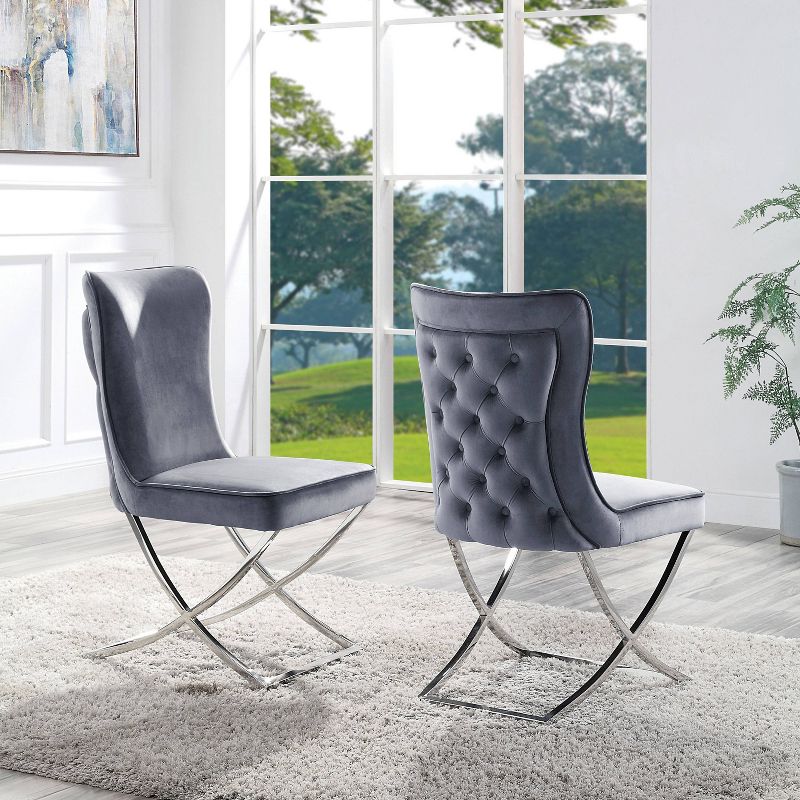 2pk Chardin Glam Upholstered Side Chairs Gray - HOMES: Inside + Out, 3 of 8