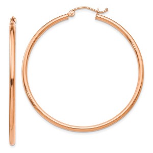 Black Bow Jewelry 2mm, 14k Rose Gold Polished Round Hoop Earrings, 45mm (1 3/4 Inch) - 1 of 4