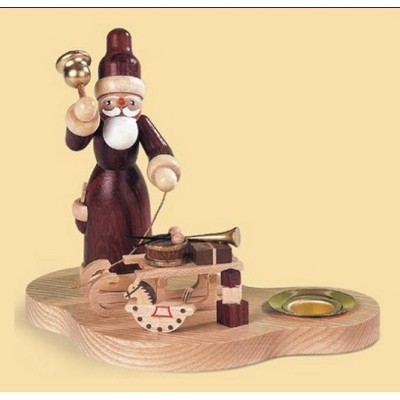 Northlight  4.75" Wooden Santa with Sledge Carrying Gifts Christmas Candle Holder - Ivory/Brown