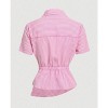 TIME HOLLOW Striped Short Sleeve Shirt With Ruched Waist - 2 of 3