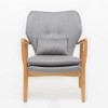Mid-Century Modern Arm Chair with Accent Pillow, Button-Tufted Wingback Chair, Accent Chair with Birch Wood Legs -Christopher Knight Home - 3 of 4