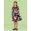 24seven Comfort Apparel Girls Long Sleeve Black Floral Knee Length Pocket Dress - 4 of 4
