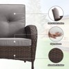 POCASSY 6 Piece Outdoor Sectional Furniture with Swivel Chairs, Brown Wicker L-Shape Sectional Corner Sofa Set with Deep Seat High Back Thick Cushion - 4 of 4