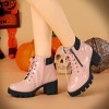 BLISSFUL STEP Women's Round Toe Chunky Heel Lug Sole Lace Up Zipper Combat Boots - 2 of 4