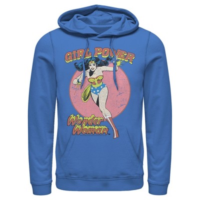 Men's Justice League Running Girl Power Text Poster Pull Over Hoodie