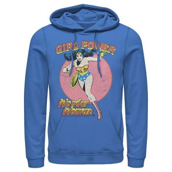 Wonder Woman Superhero Mens Blue Hooded Sweatshirt- Large