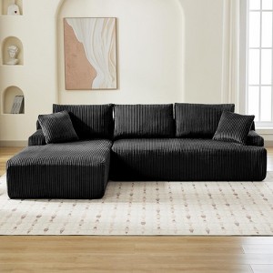 106" Modular Sectional Sofa, Cloud Sectional Couch with L-Shape Chaise/Deep Seat/Armrest/Plush Corduroy Fabric, No Assembly Required, Space-Saving - 1 of 4