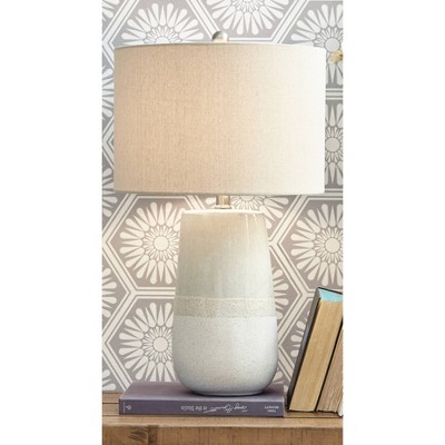 Beige and White Ceramic Table Lamp with Fabric Shade