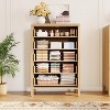 Tall Dresser, Vertical Storage Chest with Gold Ring Pulls, Mid-Century Modern Organizer Cabinet for Bedroom, Living Room - 3 of 4