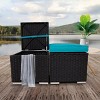 Outdoor Patio Wicker Rattan Storage Ottoman Set of 2 with Cushion,Garden Backyard Upholstered Footstool,Metal Footrest Side Table-Coolbibila - 2 of 4