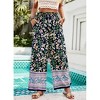 Women Summer Boho Palazzo Pants High Waist Wide Leg Floral Casual Lounge Trousers with Pockets - 4 of 4