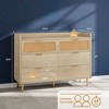 6 Drawer Rattan Dresser with Railed Edge, Modern Double Dresser with Metal Legs and Gold Handles, Farmhouse Wood Storage Chest of Drawers for Bedroom and Nursery - image 2 of 4