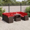 vidaXL 10 Piece Garden Sofa Set with Cushions Brown Poly Rattan - Brown without storage - 2 of 4