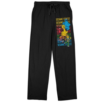 Run Run Sesame Street Men's Black Graphic Sleep Pajama Pants