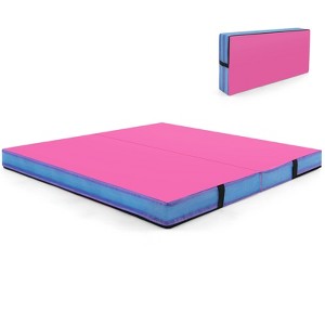 Costway 4'x4'x4'' Bi-Folding Gymnastic Tumbling Mat W/Handles for Home Gym Yoga MMA Pink - 1 of 4