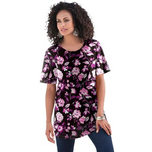 Roaman's Women's Plus Size Ultimate Crewneck Tee - 1 of 4