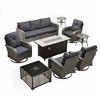 XIZZI Patio Furniture Sets for Outdoor Relaxation, Comfy 3.5-Inch Cushions & 360° Swivel Action for Extra Comfort, 9 Pcs/Set - Fire Pit Table, Black - 2 of 4